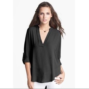 Lush Black tunic/blouse with rolled sleeves